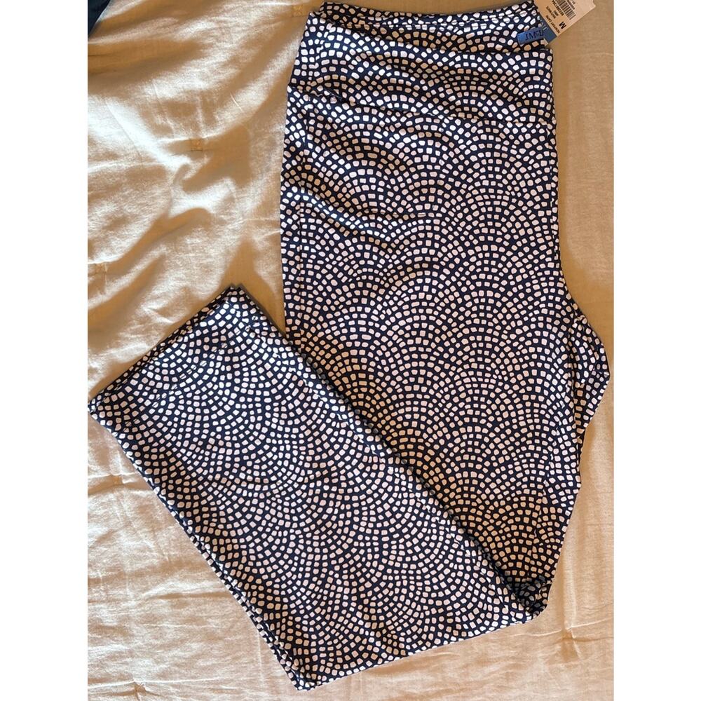 NWT J.MCLAUGHLIN $168 Newport Capri Pants Navy & White Fan Print $168 Medium